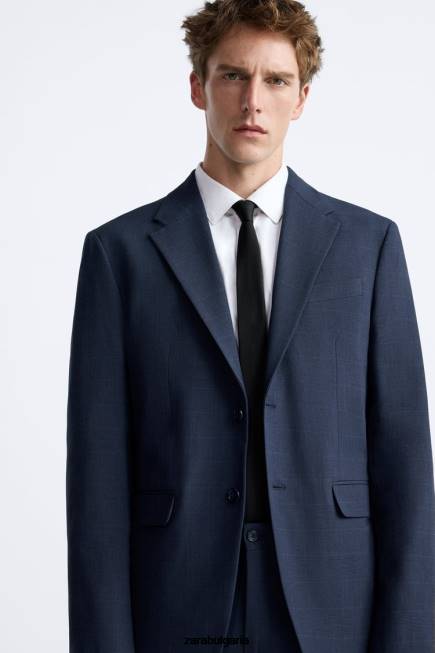 Zara облекло 66FT1137 мъже карирано сако синкав
