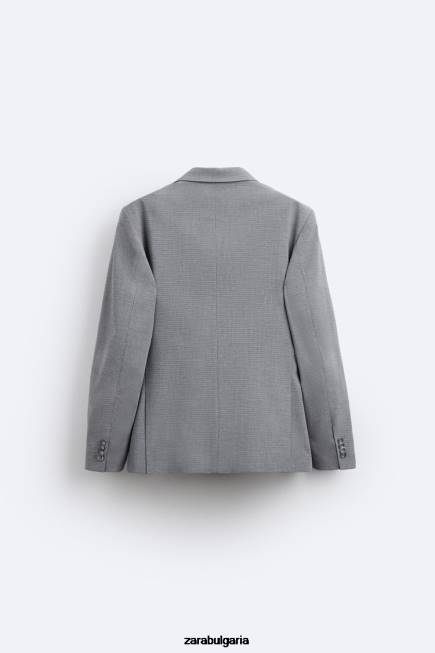 Zara облекло 66FT1138 мъже сако с квадратна текстура сиво