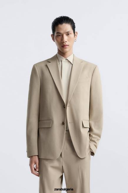 Zara облекло 66FT1141 мъже текстурирано сако лек загар