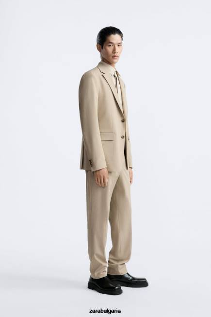 Zara облекло 66FT1141 мъже текстурирано сако лек загар