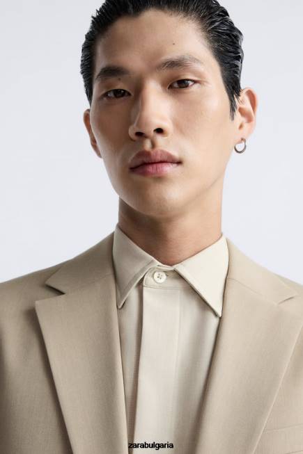 Zara облекло 66FT1141 мъже текстурирано сако лек загар