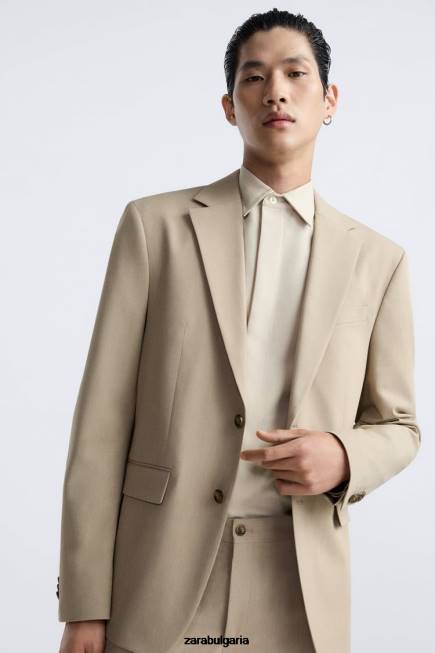 Zara облекло 66FT1141 мъже текстурирано сако лек загар