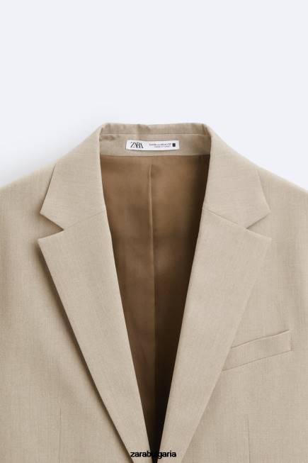 Zara облекло 66FT1141 мъже текстурирано сако лек загар