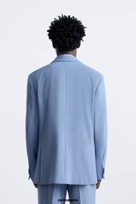 Zara облекло 66FT1144 мъже текстурирано сако небесно синьо