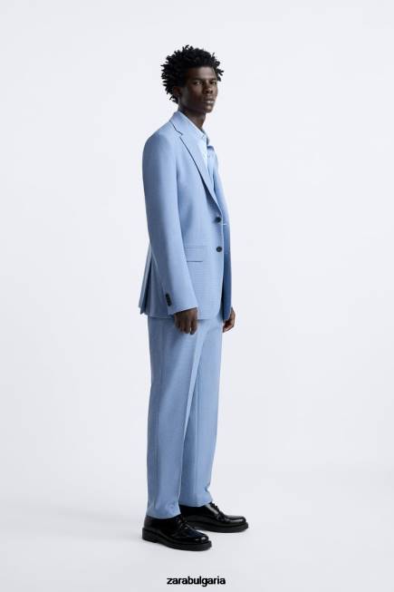 Zara облекло 66FT1144 мъже текстурирано сако небесно синьо