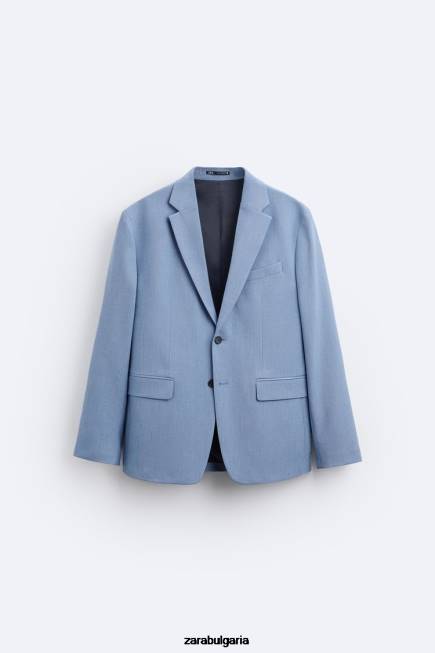 Zara облекло 66FT1144 мъже текстурирано сако небесно синьо