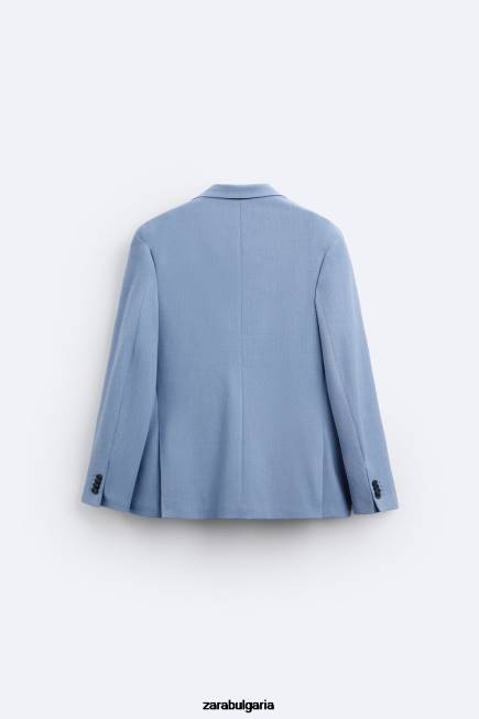 Zara облекло 66FT1144 мъже текстурирано сако небесно синьо