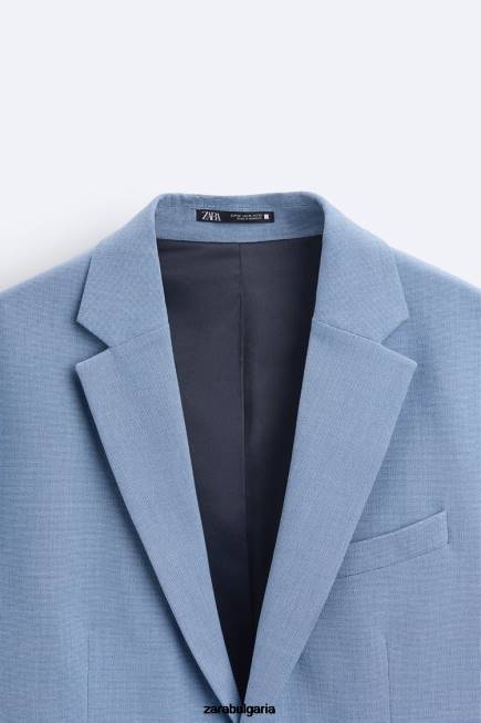 Zara облекло 66FT1144 мъже текстурирано сако небесно синьо