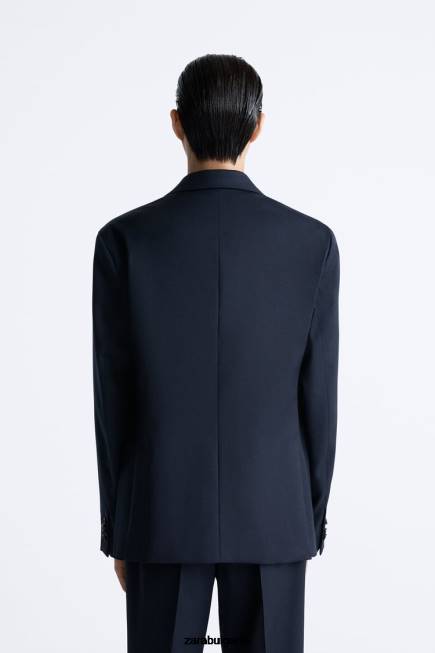 Zara облекло 66FT1148 мъже Сако от 100% вълна тъмносин