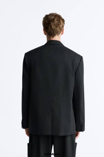 Zara облекло 66FT1151 мъже голямо яке от 100% вълна черен