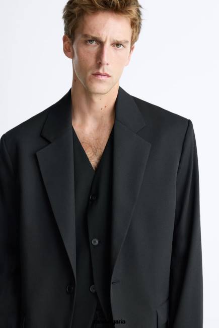 Zara облекло 66FT1151 мъже голямо яке от 100% вълна черен