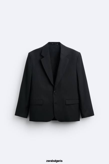 Zara облекло 66FT1151 мъже голямо яке от 100% вълна черен