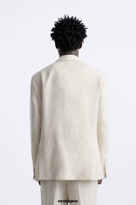 Zara облекло 66FT1156 мъже сако от 100% лен светло бежово