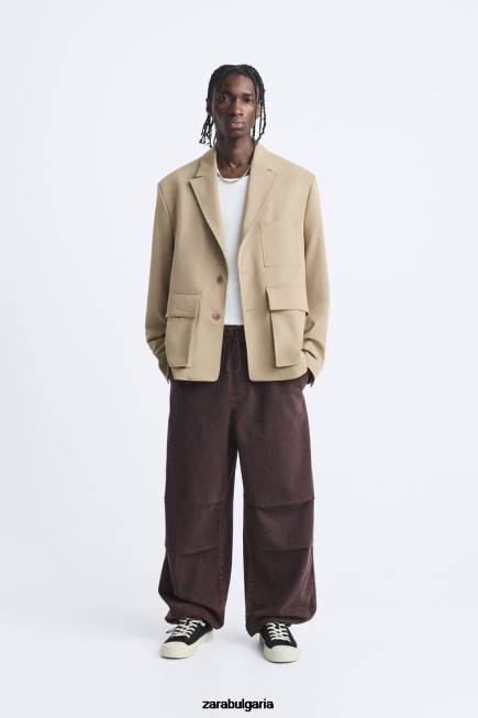Zara облекло 66FT1158 мъже джобен блейзър лек загар