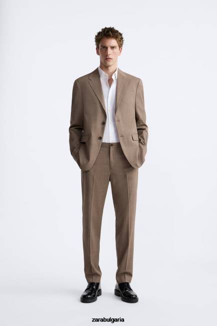 Zara облекло 66FT1162 мъже карирано сако тъмнокафяво