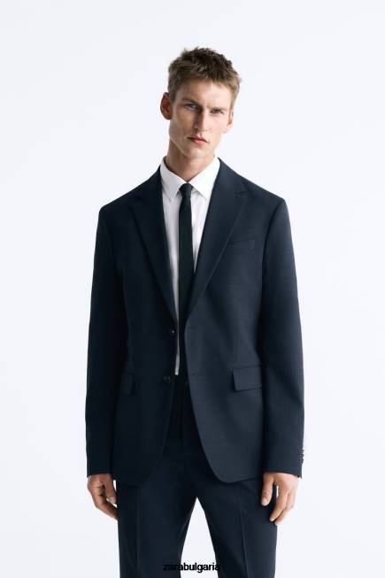 Zara облекло 66FT1163 мъже карирано сако тъмносин
