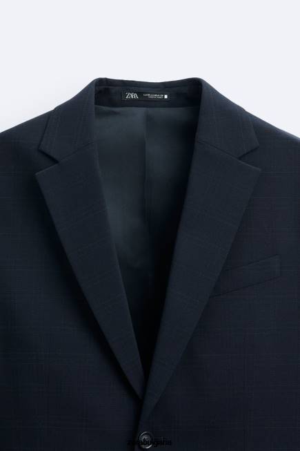 Zara облекло 66FT1163 мъже карирано сако тъмносин