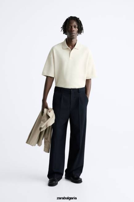 Zara облекло 66FT1220 мъже текстурирано поло тъмнокафяво