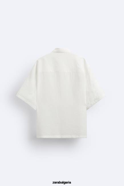 Zara облекло 66FT1002 мъже риза от модална смес бяла стрида