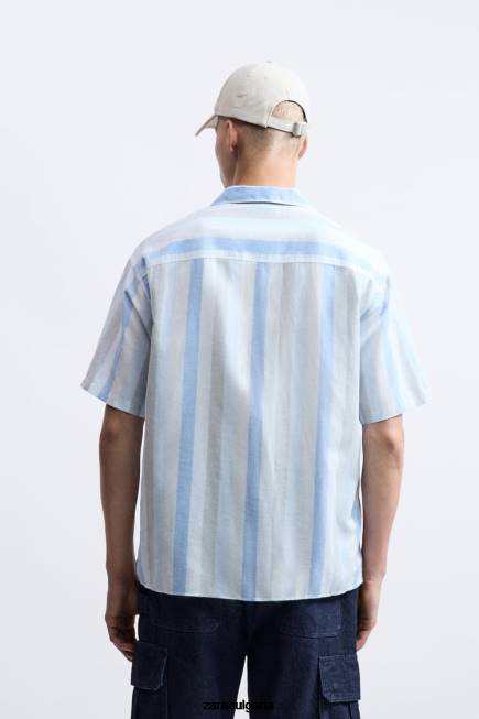 Zara облекло 66FT1003 мъже раирана риза светло синьо