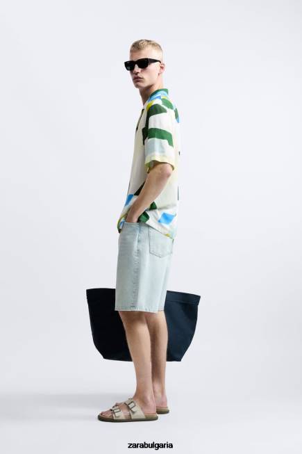 Zara облекло 66FT1004 мъже риза с абстрактен принт син