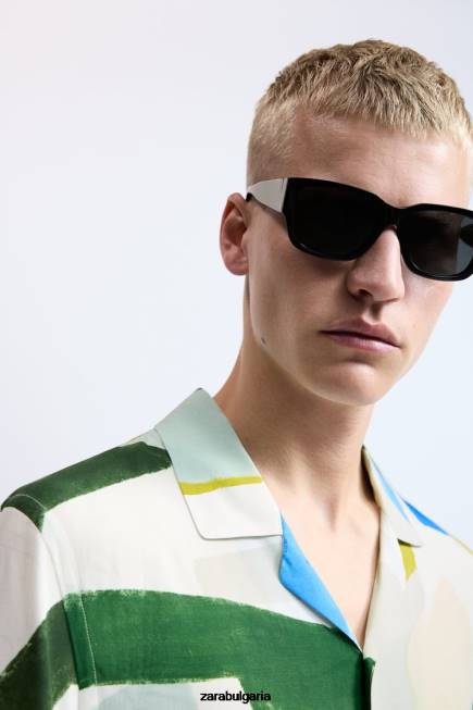 Zara облекло 66FT1004 мъже риза с абстрактен принт син