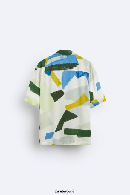 Zara облекло 66FT1004 мъже риза с абстрактен принт син