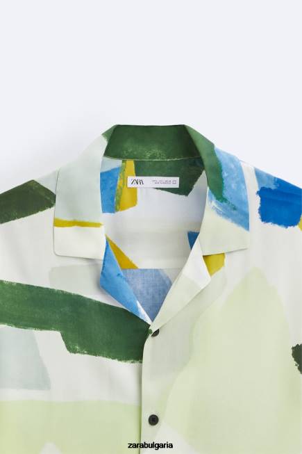Zara облекло 66FT1004 мъже риза с абстрактен принт син