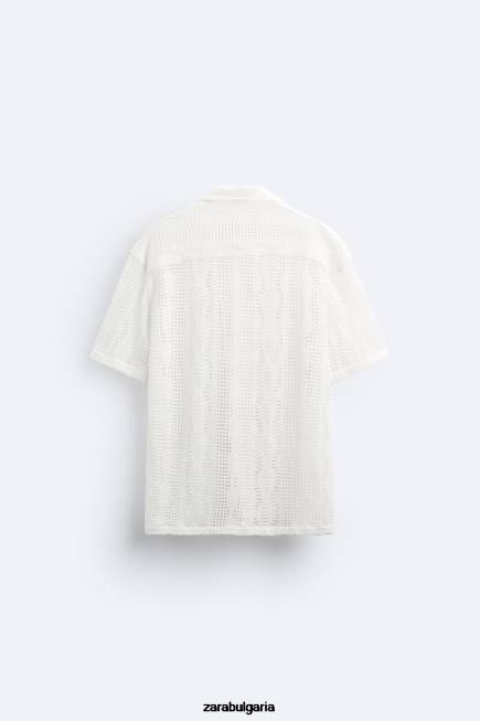 Zara облекло 66FT1005 мъже плетена на една кука текстурирана риза екрю