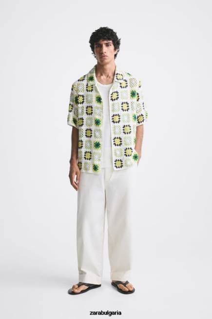 Zara облекло 66FT1007 мъже плетена пачуърк риза многоцветен