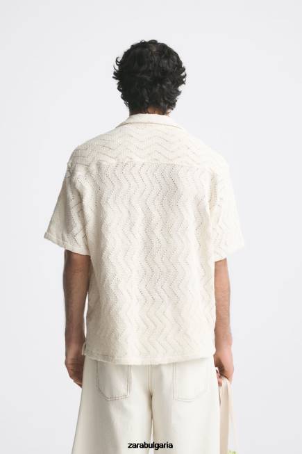 Zara облекло 66FT1008 мъже структурирана риза бяла стрида