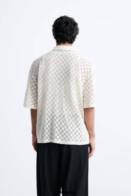 Zara облекло 66FT1009 мъже плетена на една кука текстурирана риза бежово