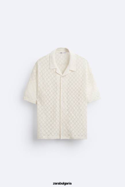 Zara облекло 66FT1009 мъже плетена на една кука текстурирана риза бежово
