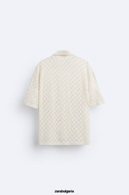 Zara облекло 66FT1009 мъже плетена на една кука текстурирана риза бежово