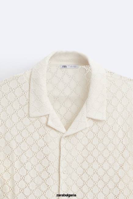 Zara облекло 66FT1009 мъже плетена на една кука текстурирана риза бежово