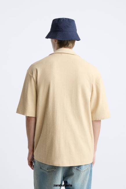 Zara облекло 66FT1015 мъже риза със спокойна кройка екрю