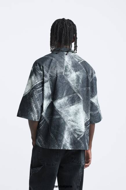 Zara облекло 66FT1170 мъже дънкова тениска отпечатани