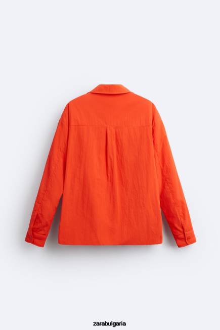 Zara облекло 66FT1178 мъже подплатена техническа тениска неоново оранжево