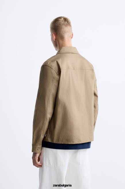 Zara облекло 66FT1179 мъже тениска с джоб пясък