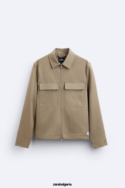 Zara облекло 66FT1179 мъже тениска с джоб пясък