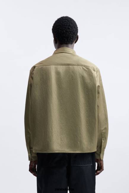 Zara облекло 66FT1182 мъже лимитирана серия на техническа тениска маслинено зелено