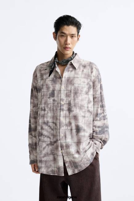 Zara облекло 66FT1191 мъже карирана тениска с вратовръзка различни