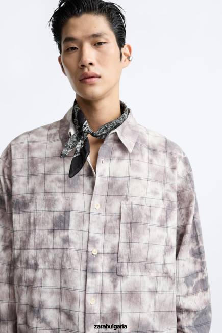 Zara облекло 66FT1191 мъже карирана тениска с вратовръзка различни