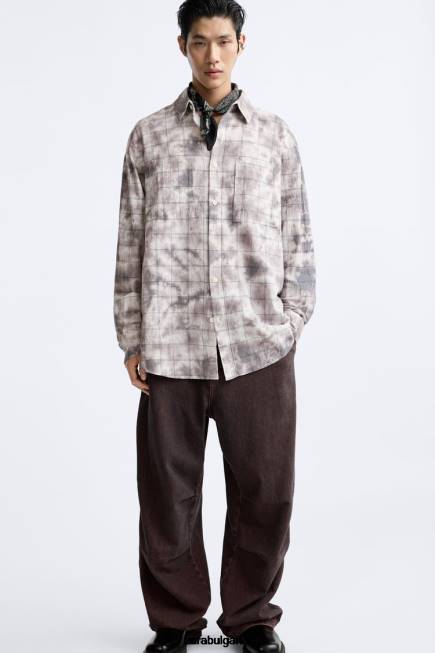 Zara облекло 66FT1191 мъже карирана тениска с вратовръзка различни