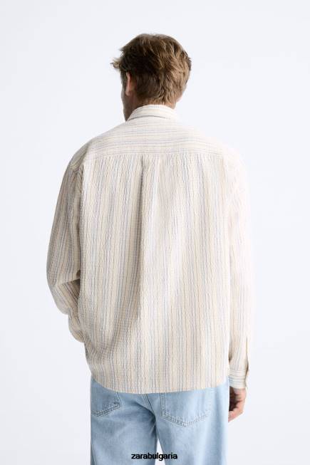 Zara облекло 66FT970 мъже риза на райета синьо/бяло