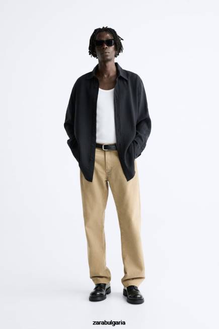 Zara облекло 66FT972 мъже риза от течна модална смес черен