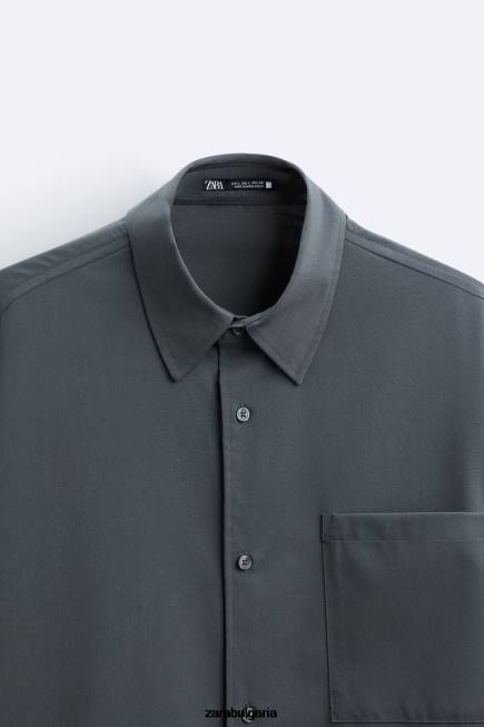 Zara облекло 66FT974 мъже риза с многослойни ръкави антрацитно сиво