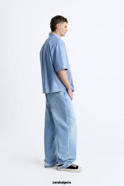 Zara облекло 66FT979 мъже дънкова риза син