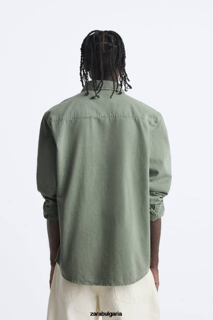 Zara облекло 66FT980 мъже дънкова риза каки