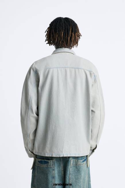 Zara облекло 66FT981 мъже пребоядисана дънкова риза син